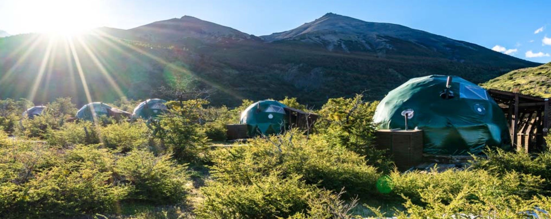 EcoCamp Patagonia domes at sunrise