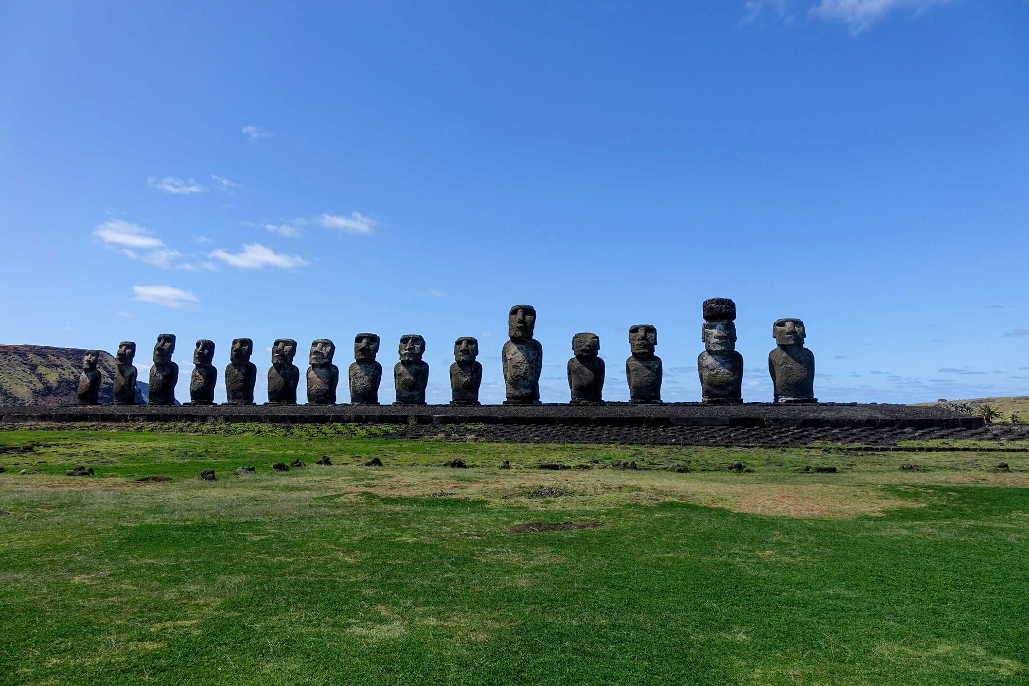 The fifteen moai of Ahu Tongariki, Easter Island