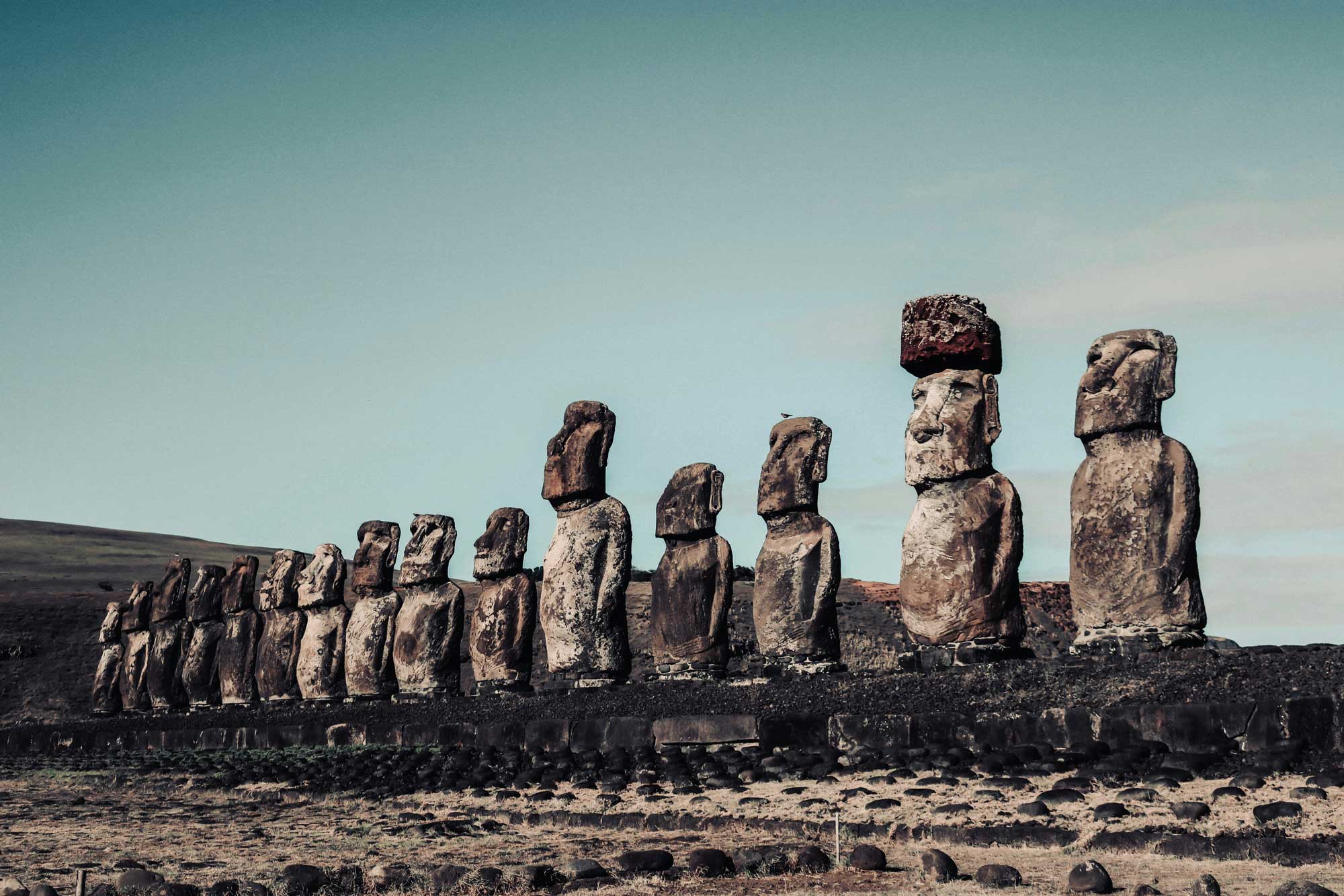 Moai on the platform of Ahu Tongariki